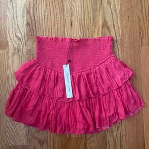 Pink ruffled tier skirt